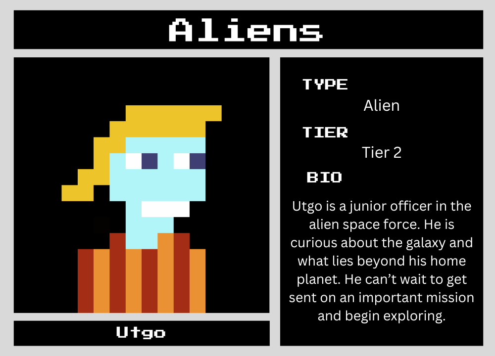 The Alien Utgo biography card